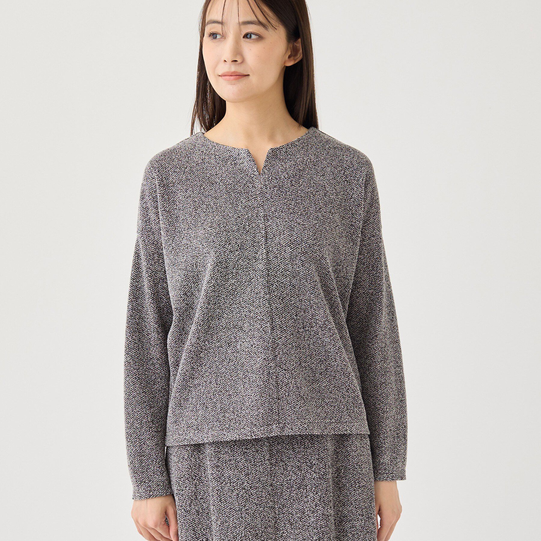 INDIVI「【風合い柔らか／SETUP可】ブークレ起毛ジャージトップス」|Tシャツ・カットソー|