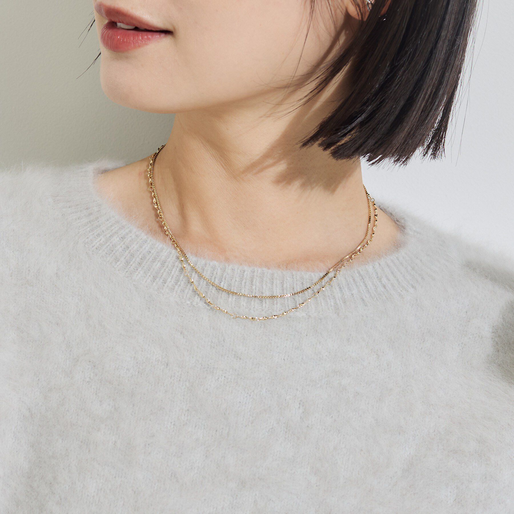 INDIVI「【選べるトップ】2連風チェーンネックレス」|ネックレス|