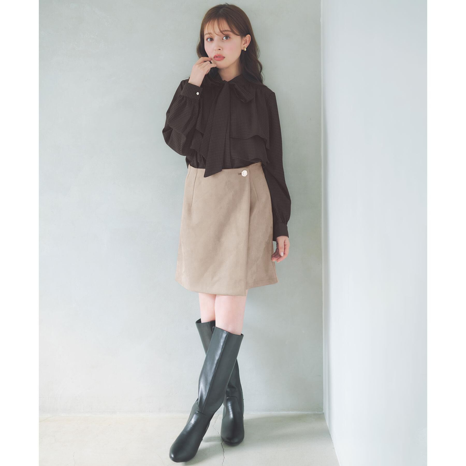 index「【防シワ】ダブルフレアボウタイブラウス《洗濯機OK／イージーアイロン》」|シャツ・ブラウス|
