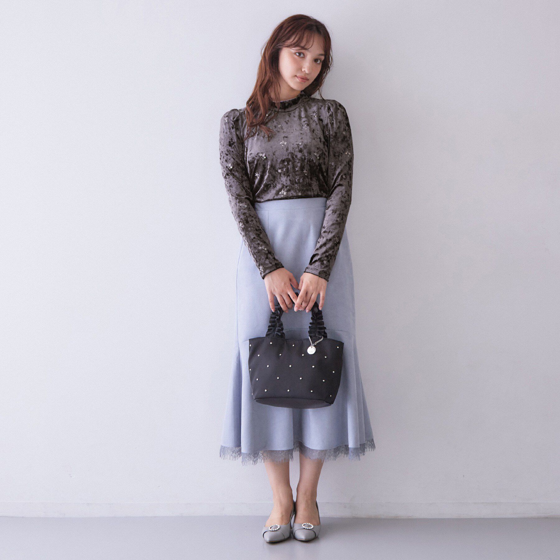 index「ベロア刺繍ハイネックトップス【洗濯機OK】」|Tシャツ・カットソー|