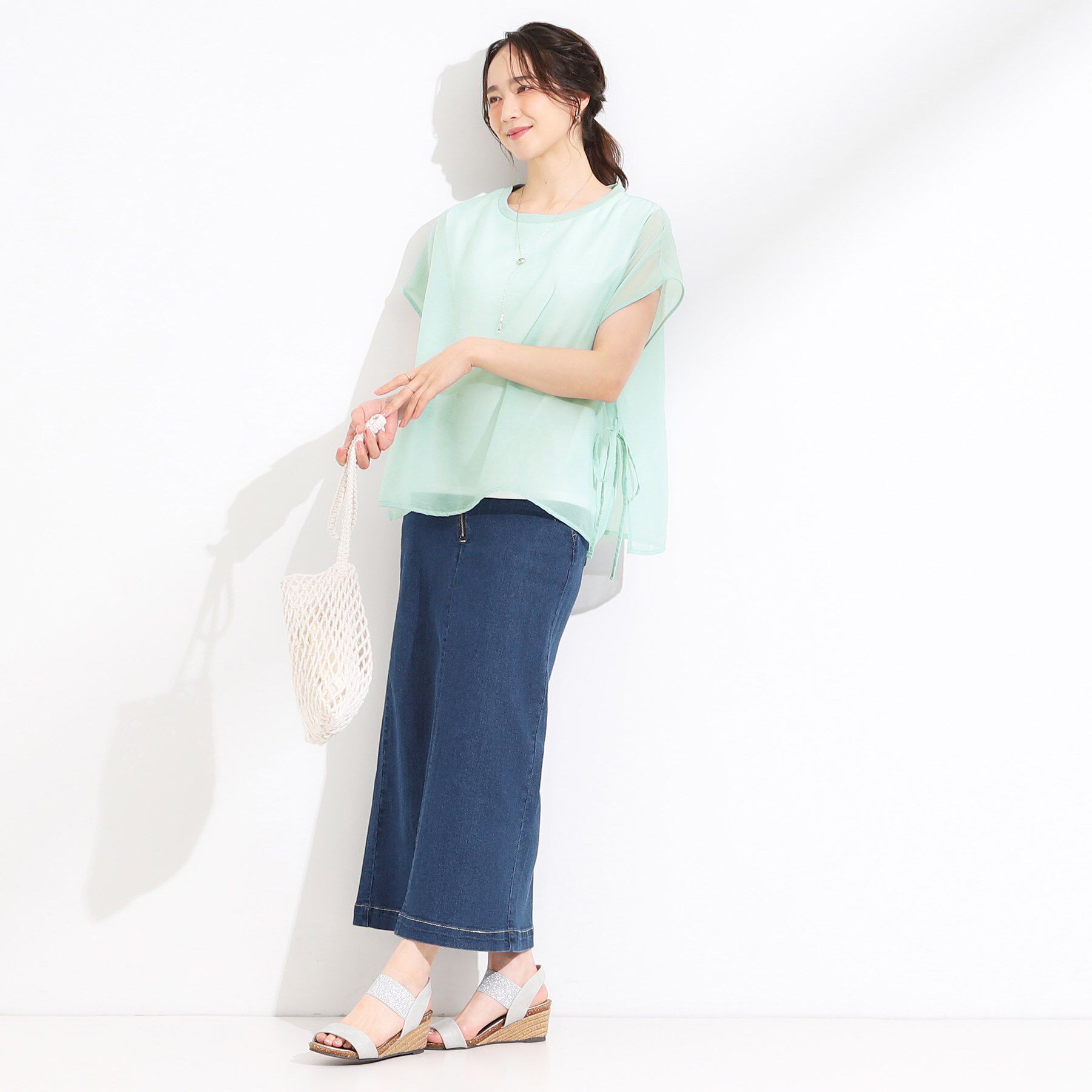 SHOO･LA･RUE「【洗える/S-LL】上品なシアー感 レイヤード風トップス」|シャツ・ブラウス|