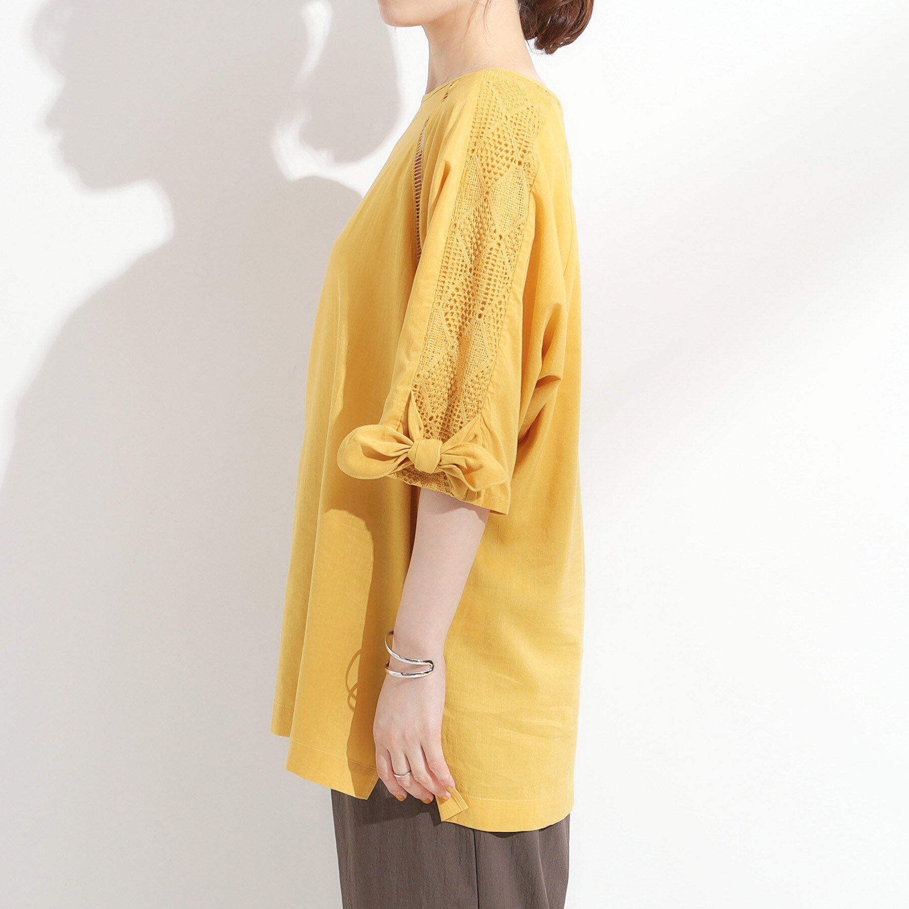 SHOO･LA･RUE「【S-LL】お袖デザインが華やか はしごレースチュニック」|チュニック|