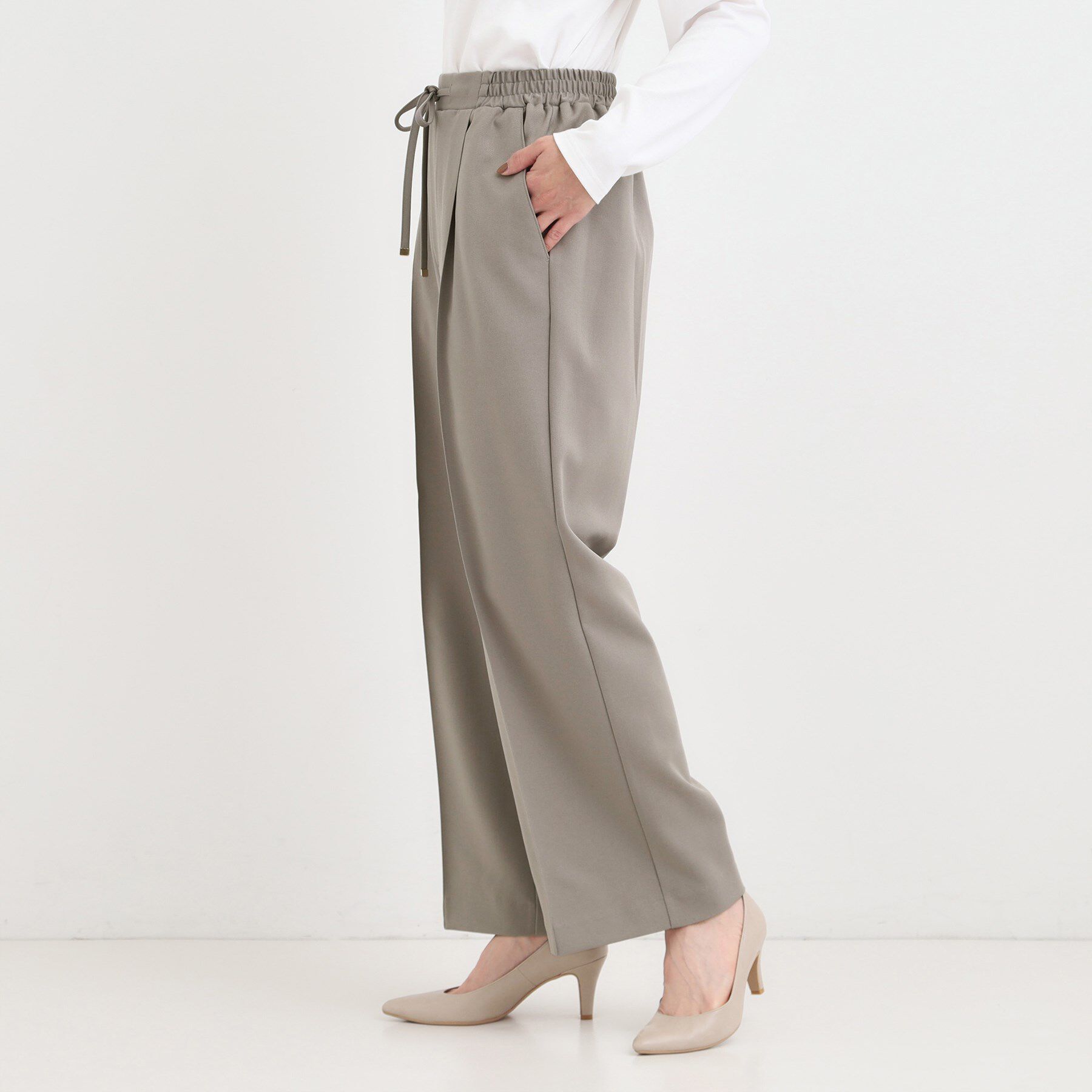 SHOO･LA･RUE「【洗濯機可/S-LL/高レビュー】上品シルエットで美しい イージーワイドパンツ」|その他|