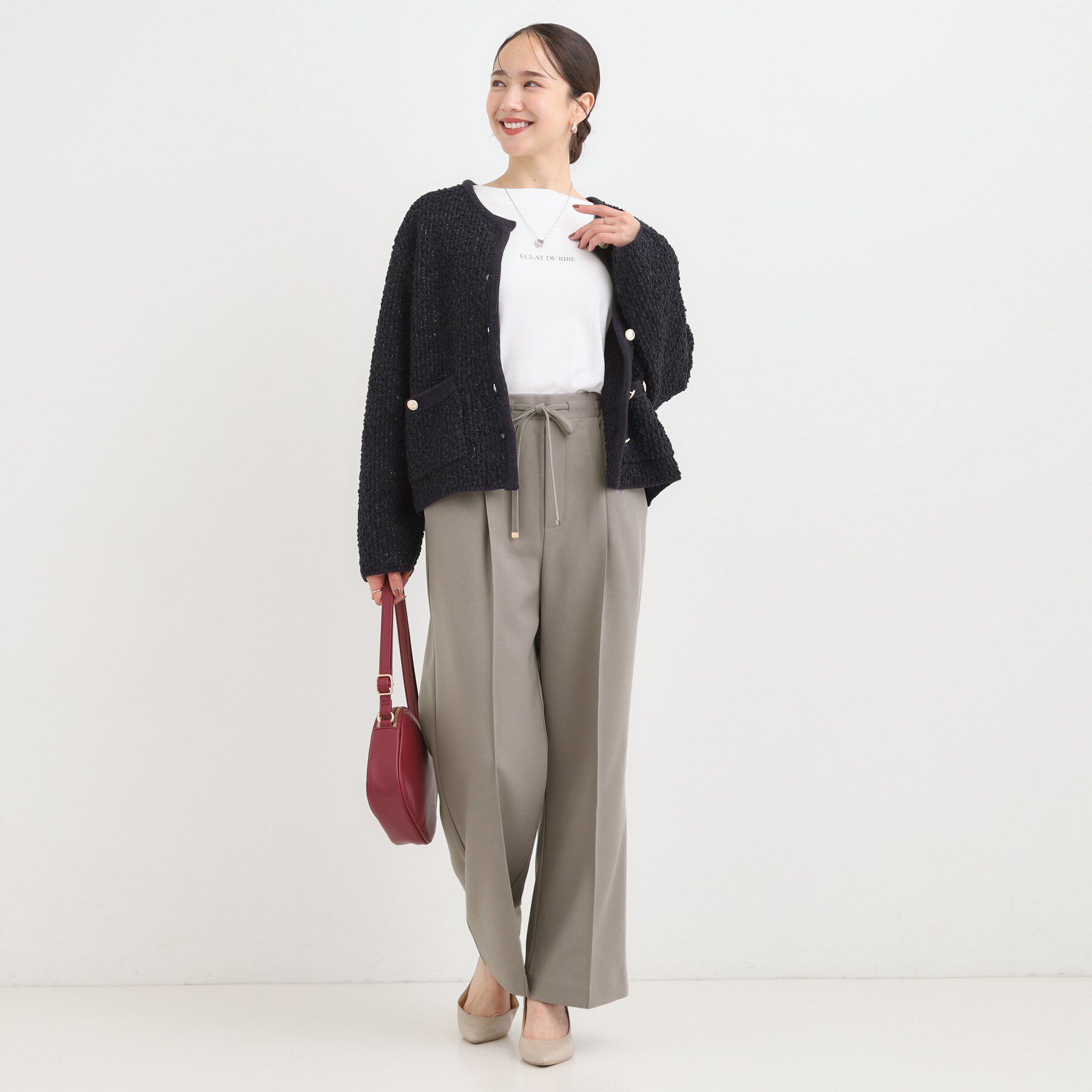 SHOO･LA･RUE「【洗濯機可/S-LL/高レビュー】上品シルエットで美しい イージーワイドパンツ」|その他|