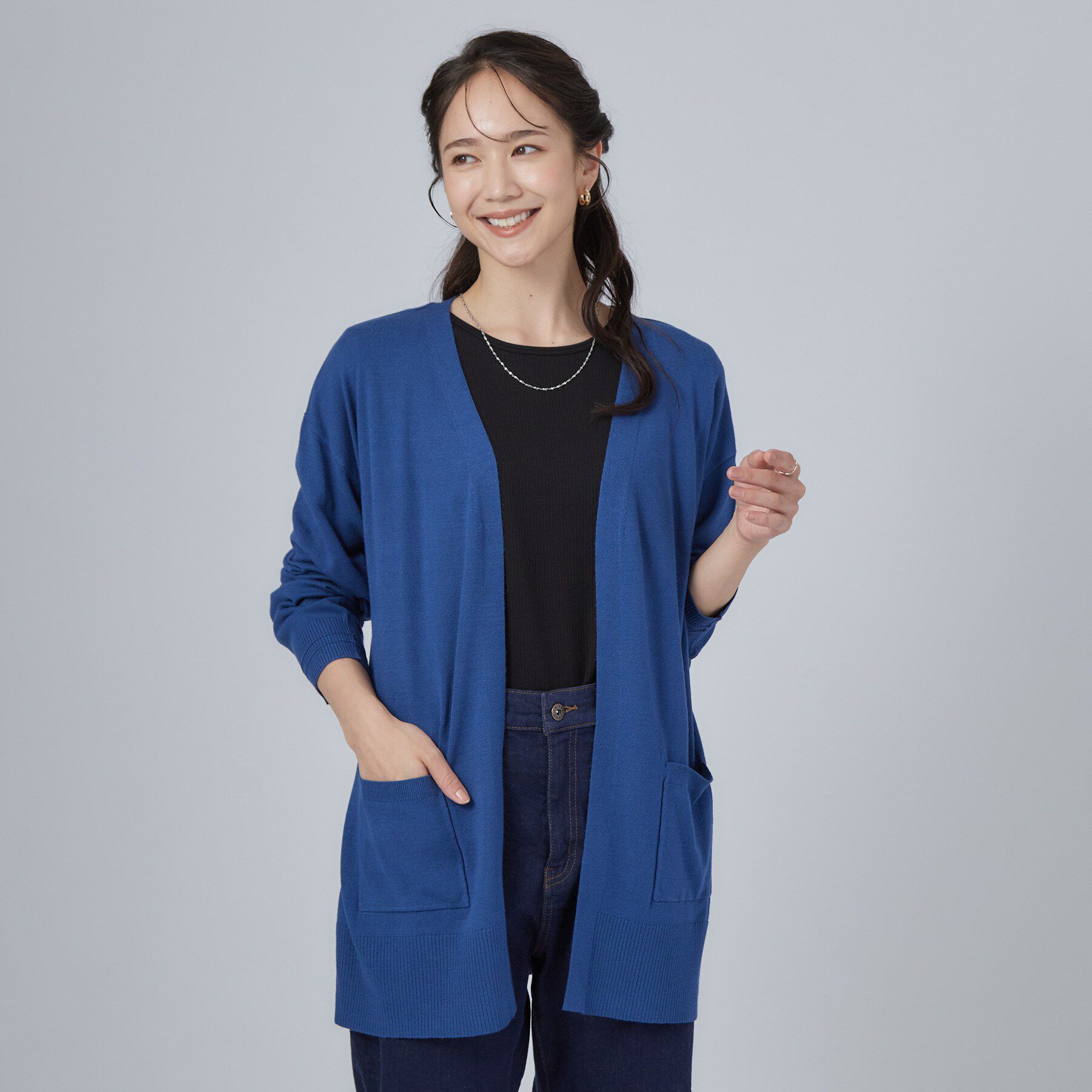 SHOO･LA･RUE「【体型カバー/洗濯機可/ポケット付き】ゆるシルエット もちもち ボタンレスカーディガン」|カーディガン|