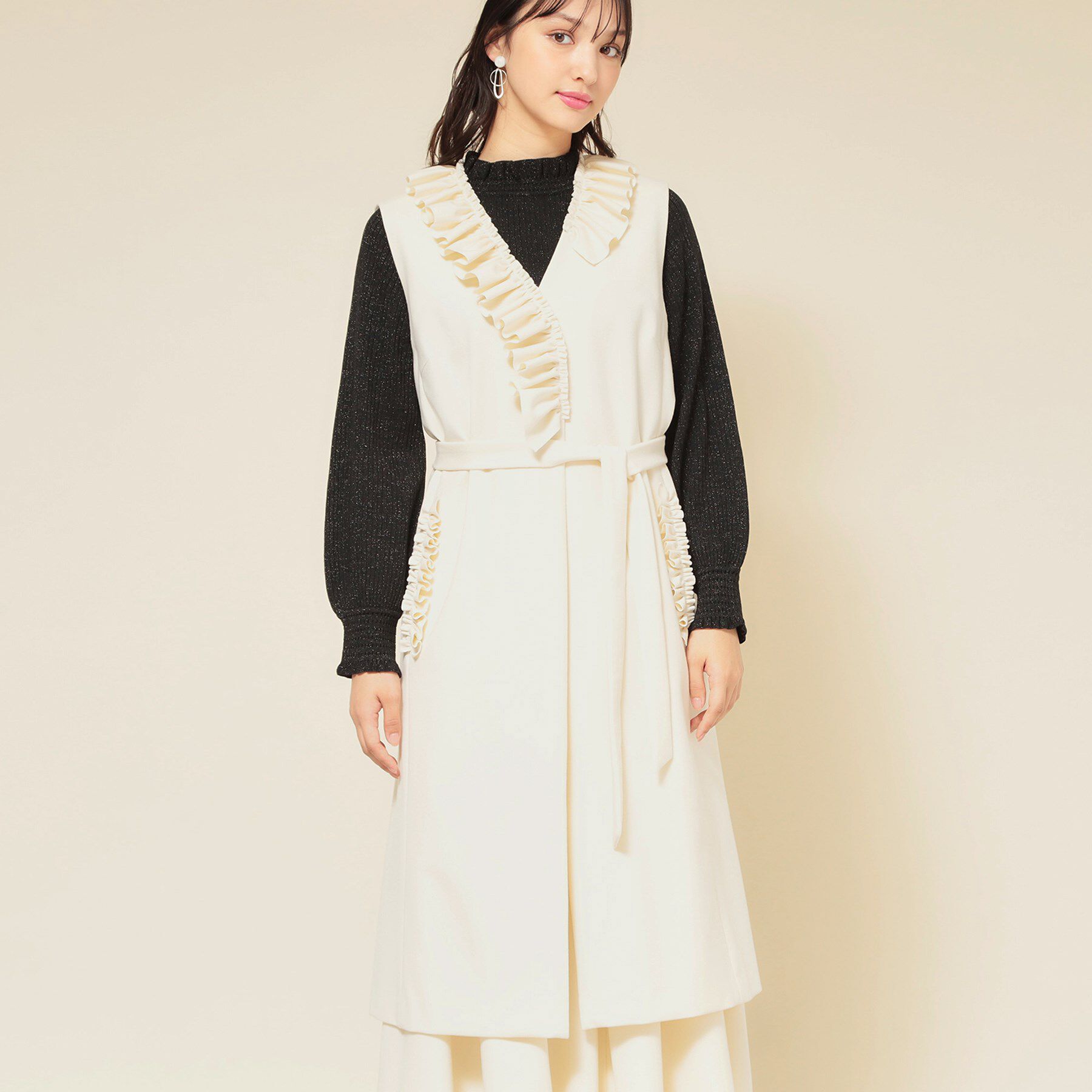 SunaUna「【COLLECTION LINE】フリルスリーブレスジレ」|ベスト・ジレ|