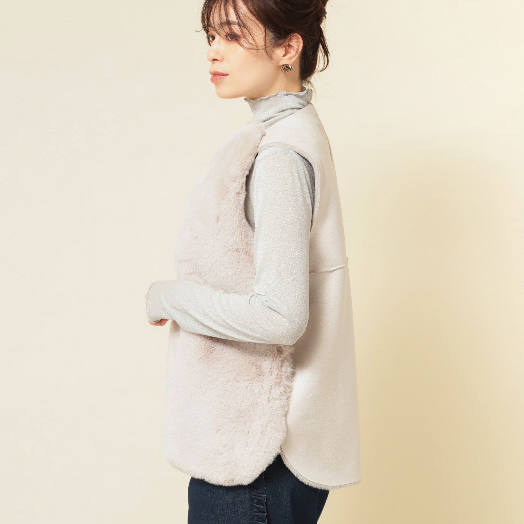 SunaUna「【3色展開】フェイクファーベスト」|ベスト・ジレ|