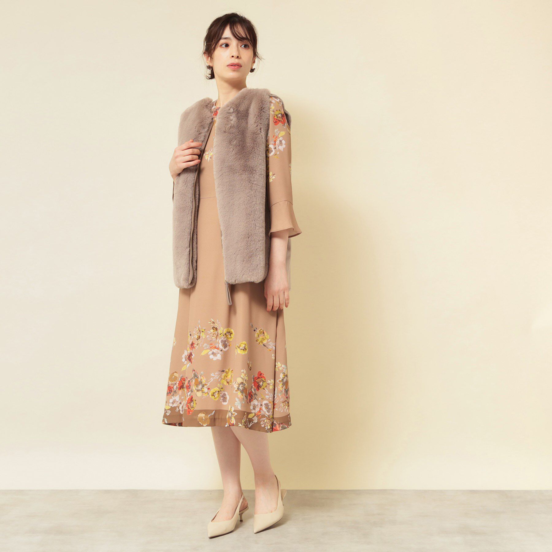 SunaUna「【3色展開】フェイクファーベスト」|ベスト・ジレ|