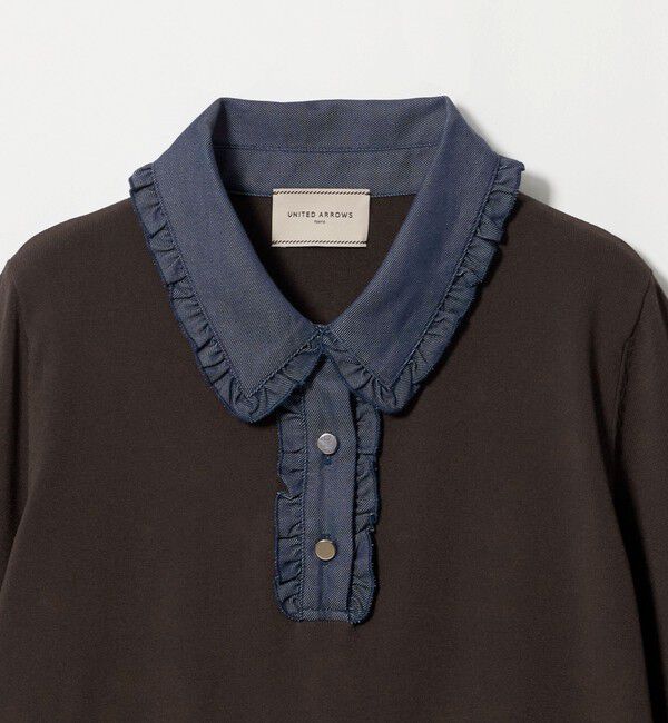 UNITED ARROWS「六分袖 デニムライク ポロニット ‐ウォッシャブル‐」|ニット・セーター|