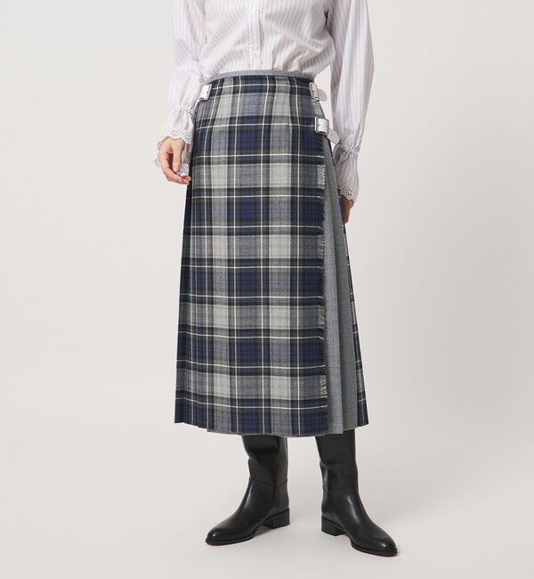 UNITED ARROWS「【別注】＜O'NEIL of DUBLIN＞コンビ チェック プリーツスカート」|スカート|LT.GRAY