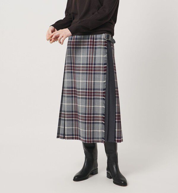 UNITED ARROWS「【別注】＜O'NEIL of DUBLIN＞コンビ チェック プリーツスカート」|スカート|DK.GRAY