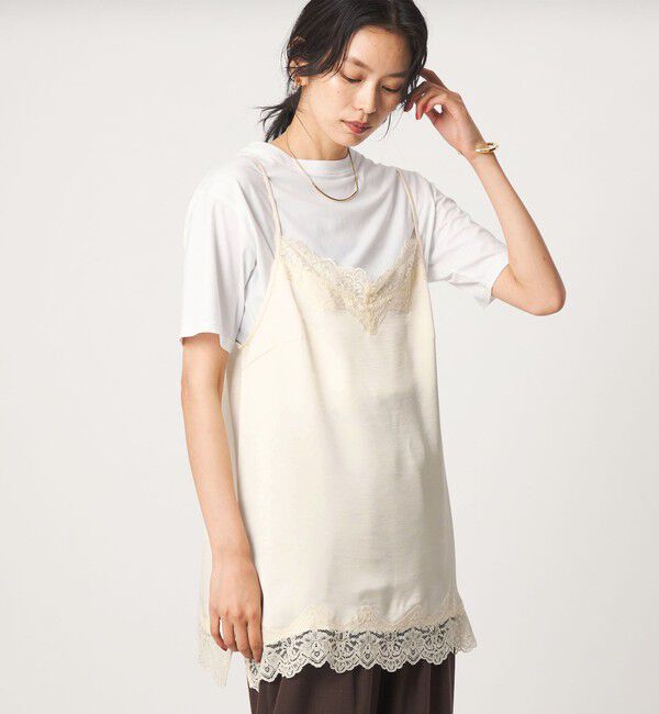 UNITED ARROWS green label relaxing「【WEB限定】＜at ease＞レースキャミ &times; Tシャツ セット」|Tシャツ・カットソー|WHITE