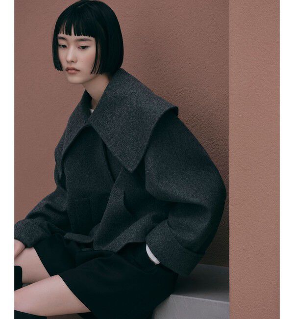 EMMEL REFINES「＜EMMEL REFINES＞EM ビッグカラー ショートコート」|その他|DK.GRAY