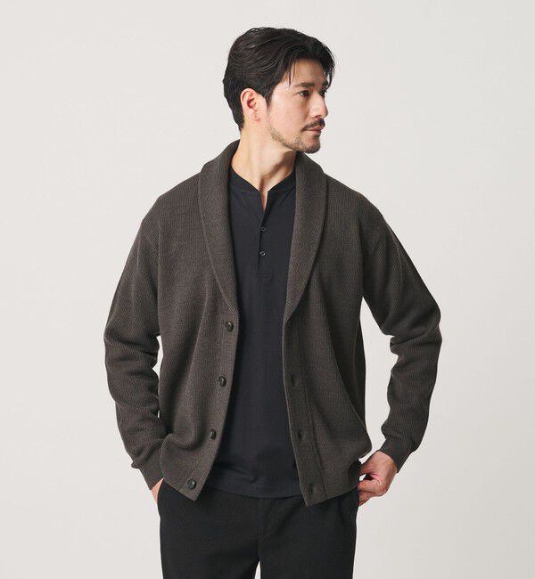BEAUTY&YOUTH UNITED ARROWS「【WEB限定 WARDROBE SMART】ウォッシャブル ショールカラー カーディガン」|カーディガン|DK.GRAY
