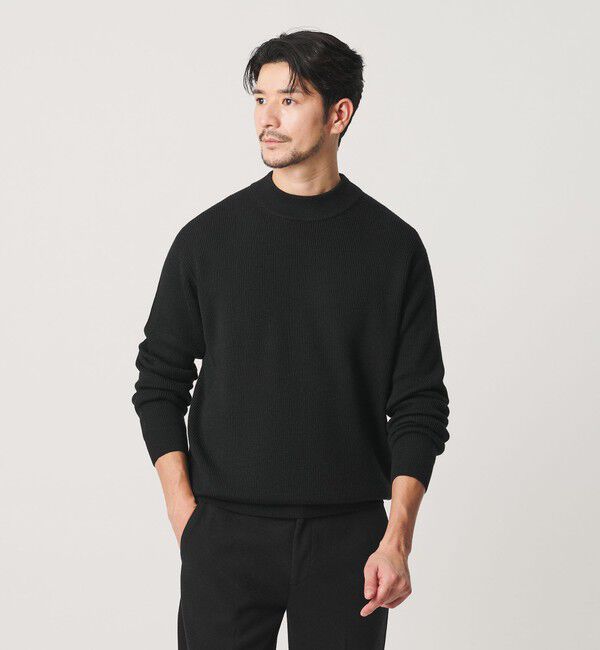 BEAUTY&YOUTH UNITED ARROWS「【WEB限定 WARDROBE SMART】マシーンウォッシャブル ウールミックス アゼ モックネック」|ニット・セーター|