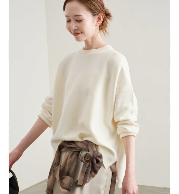SLOBE IENA「《WEB限定カラーあり/シリーズあり/追加》コットンダブルフェイスプルオーバー」|ニット・セーター|ナチュラル