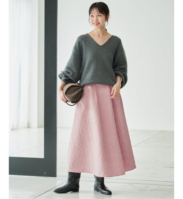 SLOBE IENA「《WEB限定カラーあり》フラワージャガードフレアスカート」|スカート|