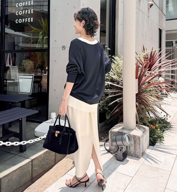 NOLLEY'S sophi「《セットアップ対応》ウォッシャブルダブルサテンイージースカート」|タイト|