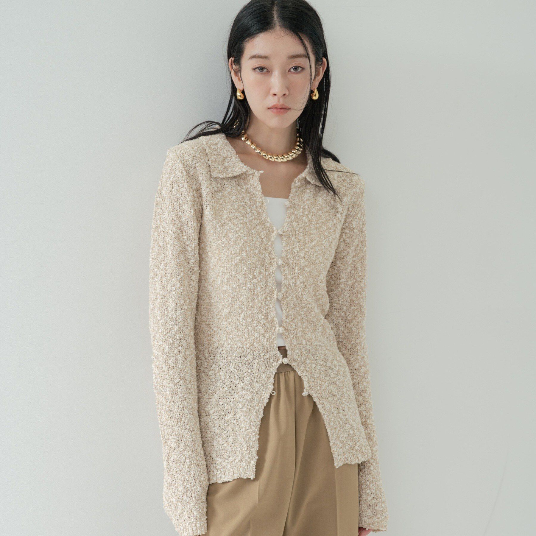 GALLEST「ブークレポロニット」|ニット・セーター|グレージュ(950)