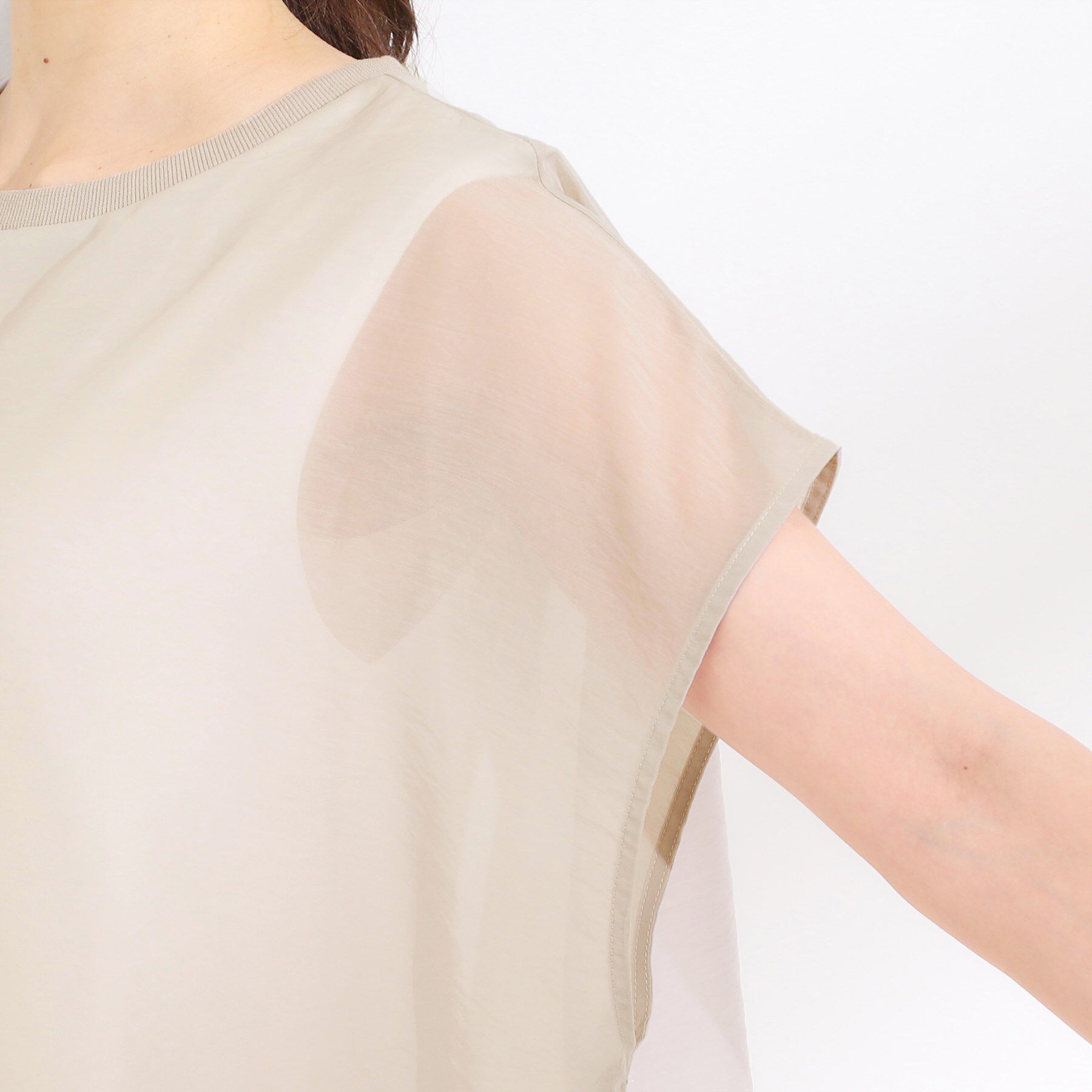 SHOO･LA･RUE「【洗える/S-LL】上品なシアー感 レイヤード風トップス」|シャツ・ブラウス|