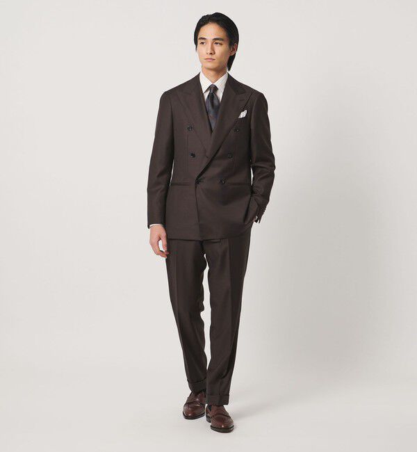 UNITED ARROWS「ブラウン シャークスキン ダブル 6ボタン スーツ MCーMODEL ヨコストレッチ」|スーツ|