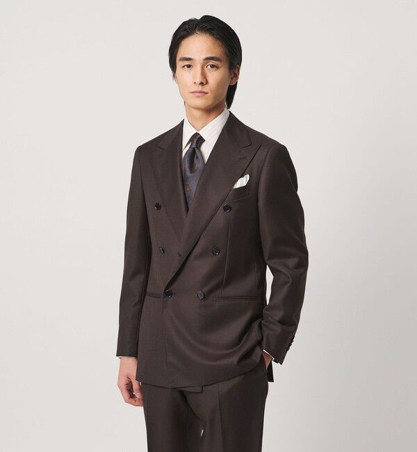 UNITED ARROWS「ブラウン シャークスキン ダブル 6ボタン スーツ MCーMODEL ヨコストレッチ」|スーツ|