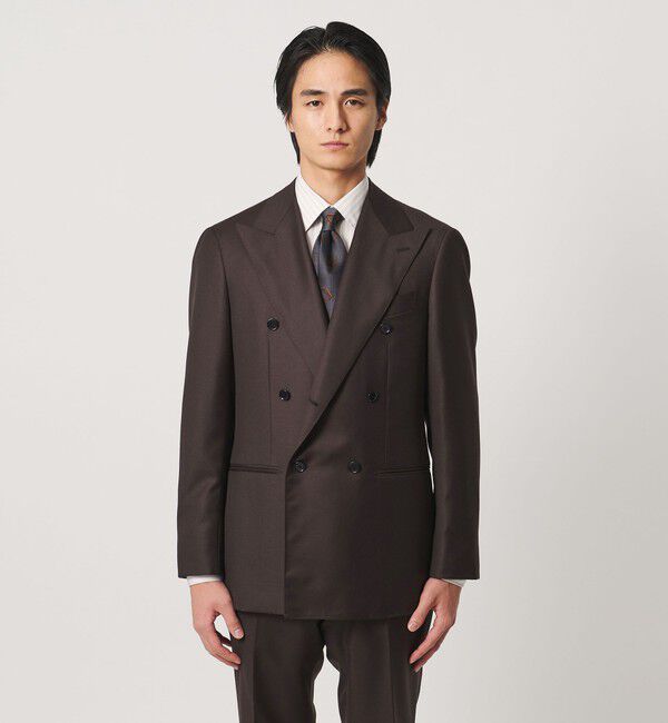 UNITED ARROWS「ブラウン シャークスキン ダブル 6ボタン スーツ MCーMODEL ヨコストレッチ」|スーツ|