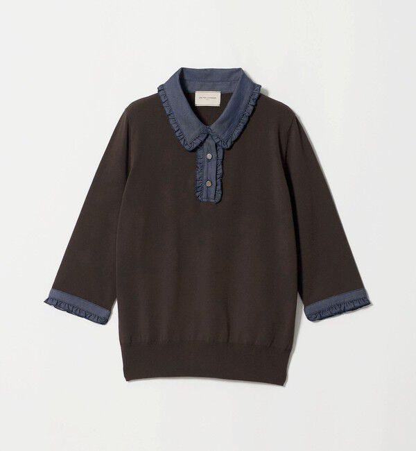 UNITED ARROWS「六分袖 デニムライク ポロニット ‐ウォッシャブル‐」|ニット・セーター|