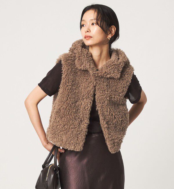 UNITED ARROWS green label relaxing「【別注】＜VINCENT PRADIER＞フェイクファー フード ベスト」|ベスト・ジレ|MD.BROWN