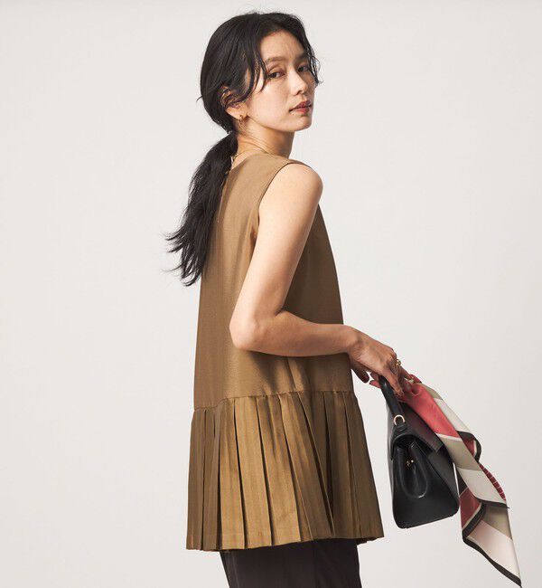 UNITED ARROWS green label relaxing「プリーツ ドッキング ノースリーブ ブラウス」|シャツ・ブラウス|
