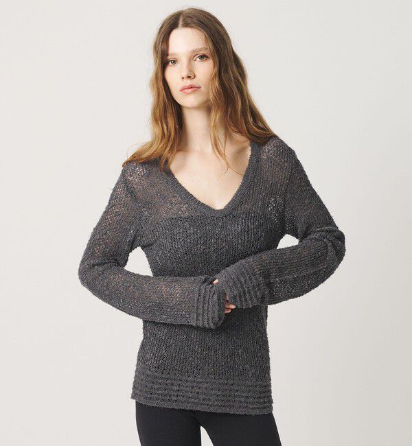 ATTISESSION「＜ATTISESSION＞メッシュ Uネック ニット II」|ニット・セーター|DK.GRAY