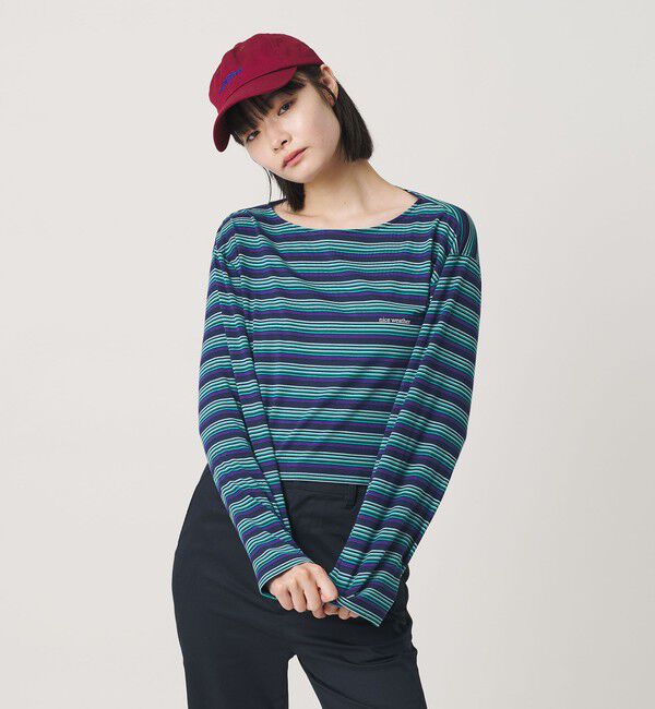 NICE WEATHER「＜NICE WEATHER＞マルチボーダー ショートロングスリーブ Tシャツ」|Tシャツ・カットソー|NAVY