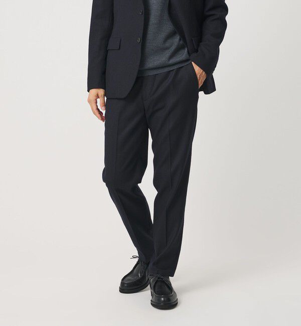 BEAUTY&YOUTH UNITED ARROWS「ストレッチ サキソニー ノープリーツ テーパードパンツ NO.2 セットアップ対応」|チノ|NAVY