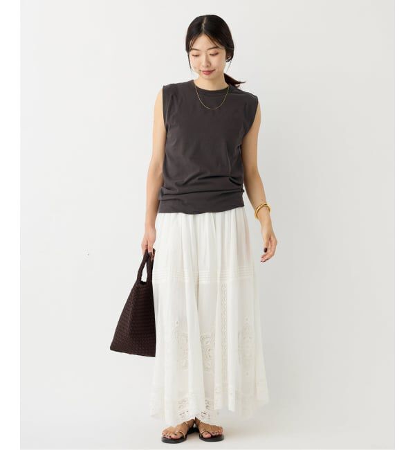 IENA「《追加》ATON/エイトン FRESCA SINGLE JERSEY ノースリーブ」|Tシャツ・カットソー|