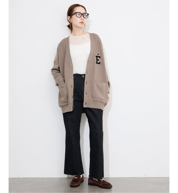 SLOBE IENA「《WEB限定カラーあり/追加予約》サガラ刺繍スエットライクニットカーディガン」|カーディガン|