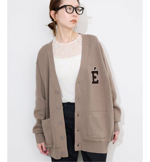 SLOBE IENA「《WEB限定カラーあり/追加予約》サガラ刺繍スエットライクニットカーディガン」|カーディガン|
