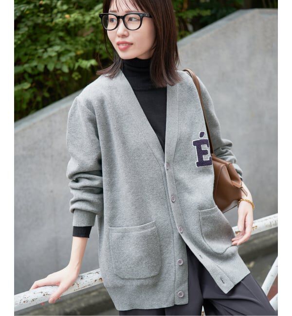 SLOBE IENA「《WEB限定カラーあり/追加予約》サガラ刺繍スエットライクニットカーディガン」|カーディガン|グレー