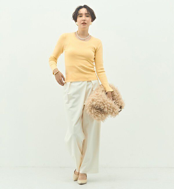NOLLEY'S sophi「《アンサンブル対応》《手洗い可能》カシミヤ混リブUネックプルオーバー」|ニット・セーター|