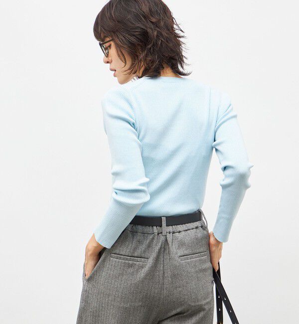 NOLLEY'S sophi「《アンサンブル対応》《手洗い可能》カシミヤ混リブUネックプルオーバー」|ニット・セーター|