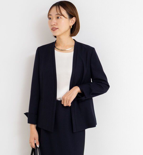 NOLLEY'S sophi「《セットアップ対応》ウォッシャブルウール調ノーカラージャケット」|ノーカラージャケット|