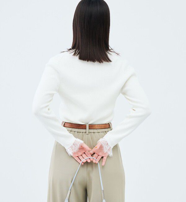 NOLLEY'S sophi「【新色追加】《手洗い可能》レース付きリブVネックカーディガン」|カーディガン|
