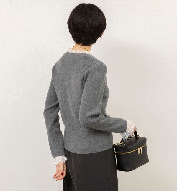 NOLLEY'S sophi「【新色追加】《手洗い可能》レース付きリブVネックカーディガン」|カーディガン|