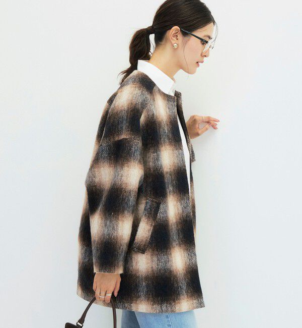NOLLEY'S「チェックシャギーコート」|ダッフルコート|