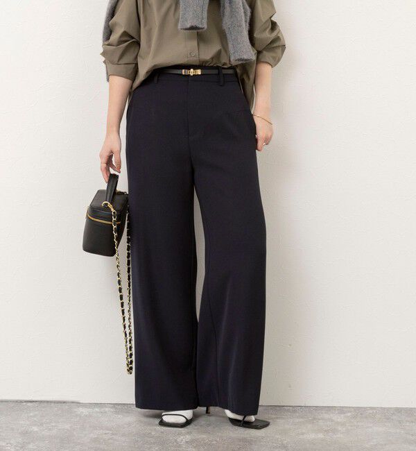 NOLLEY'S sophi「ウォッシャブル裏微起毛ワイドパンツ」|その他|ネイビー
