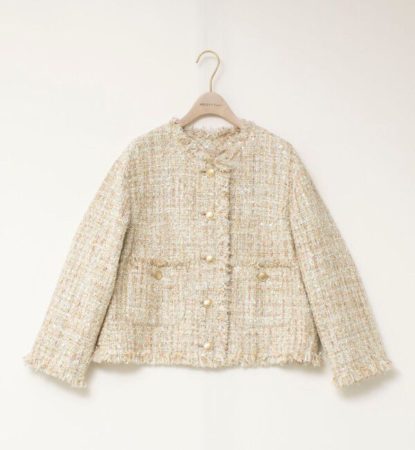 NOLLEY'S sophi「【WEB＆一部店舗限定アイテム】シャイニーツイードノーカラーJK」|ノーカラージャケット|