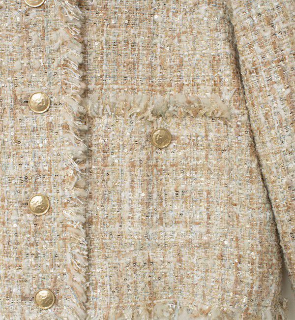 NOLLEY'S sophi「【WEB＆一部店舗限定アイテム】シャイニーツイードノーカラーJK」|ノーカラージャケット|