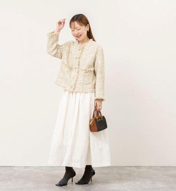NOLLEY'S sophi「【WEB＆一部店舗限定アイテム】シャイニーツイードノーカラーJK」|ノーカラージャケット|