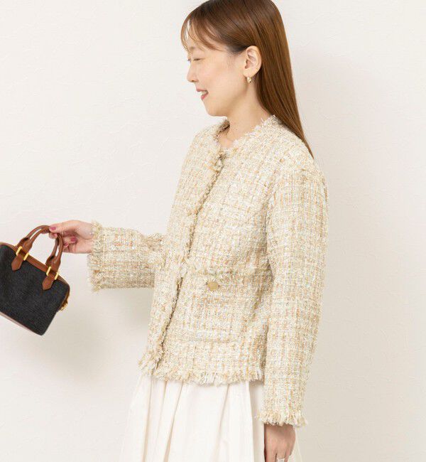 NOLLEY'S sophi「【WEB＆一部店舗限定アイテム】シャイニーツイードノーカラーJK」|ノーカラージャケット|