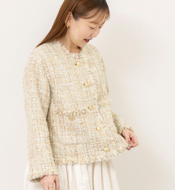 NOLLEY'S sophi「【WEB＆一部店舗限定アイテム】シャイニーツイードノーカラーJK」|ノーカラージャケット|