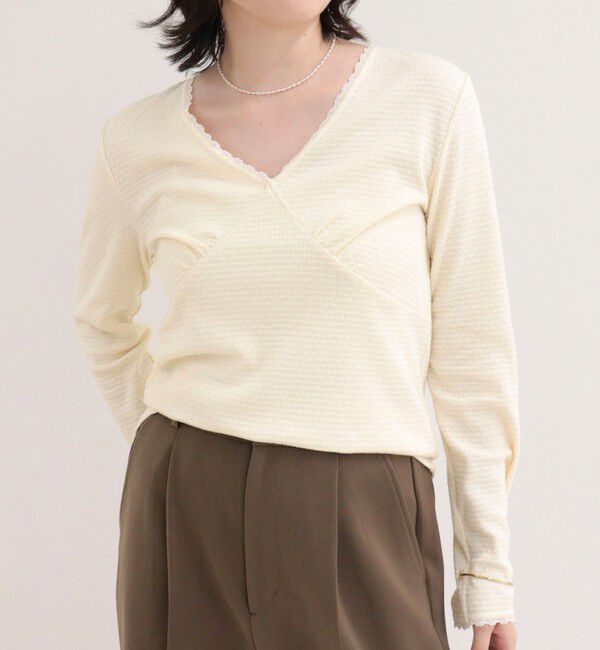 fredy emue「ドビーカットVネックピコレースプルオーバー」|Tシャツ・カットソー|